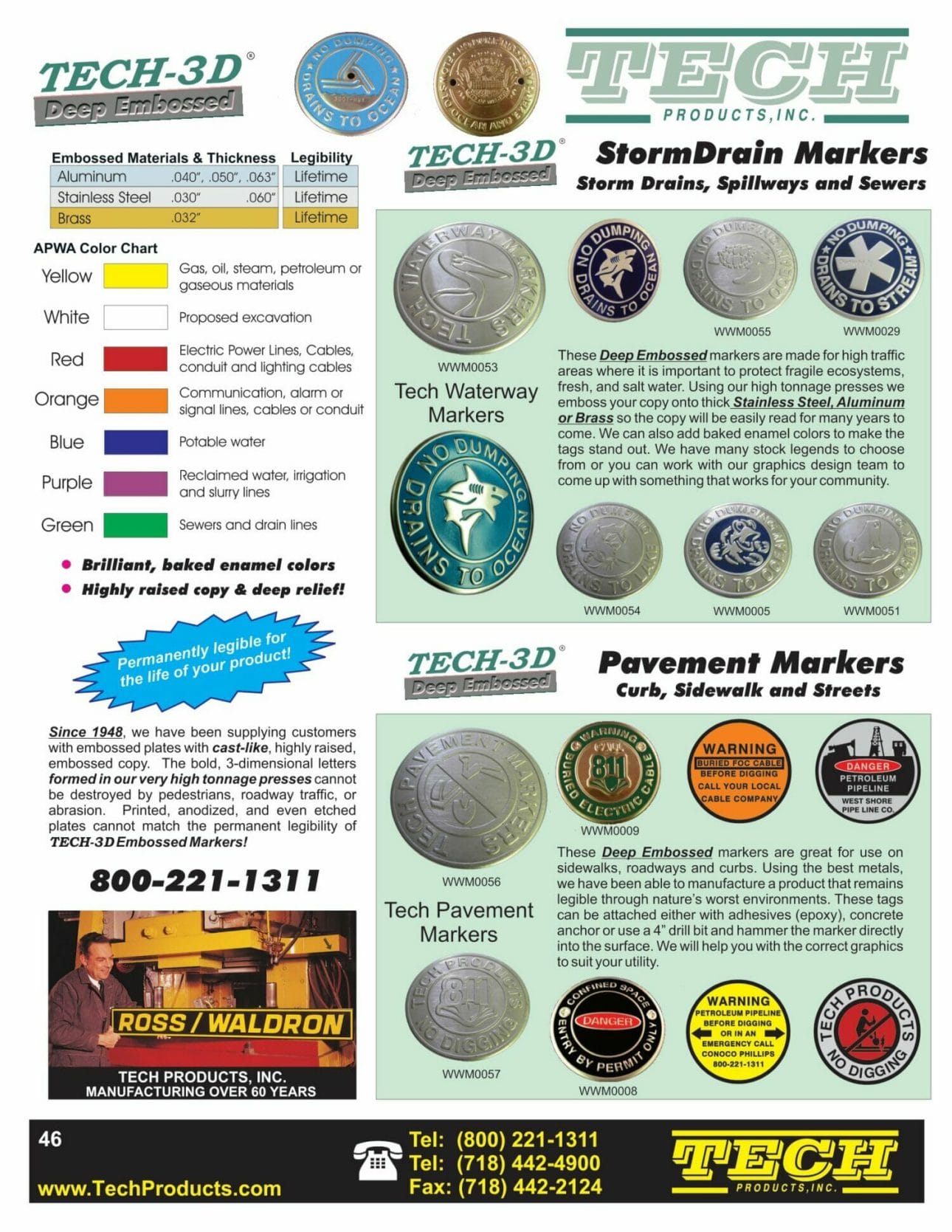 pavement markers catalog page from Tech Products